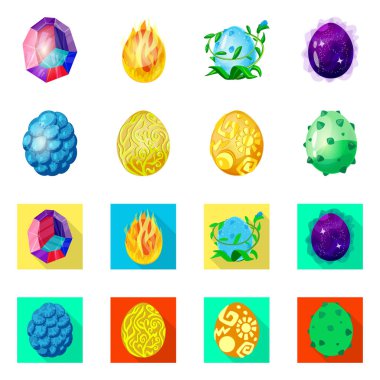 Hayvan ve tarih öncesi işareti vektör Illustration. Web için hayvan ve sevimli hisse senedi simgesi kümesi.