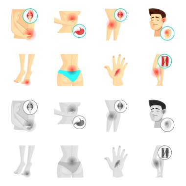 Hastane ve işaret işleme vektör tasarımı. Hastane ayarla ve hisse senedi simgesi web için yardım.