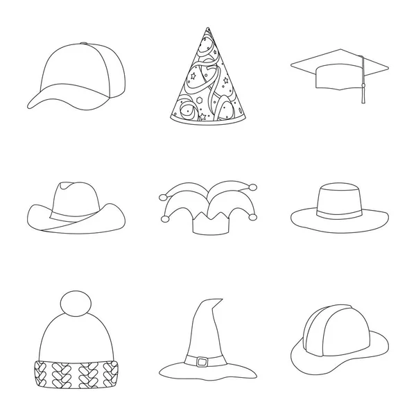 Isoliertes Objekt aus Kopfbedeckung und Napper-Symbol. Set von Kopfbedeckungen und Helm Vektor Symbol für Lager. — Stockvektor