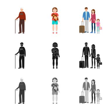 Karakter ve avatar logo vektör Illustration. Karakter ve portre hisse senedi vektör çizim topluluğu.