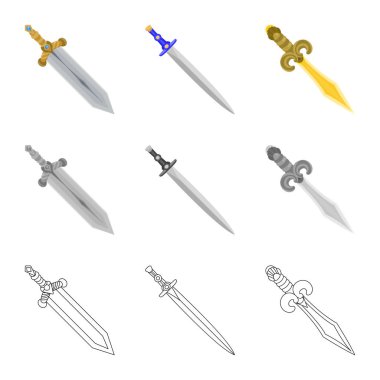 Oyun ve zırh simgesi yalıtılmış nesne. Oyun ve bıçak hisse senedi vektör çizim seti.