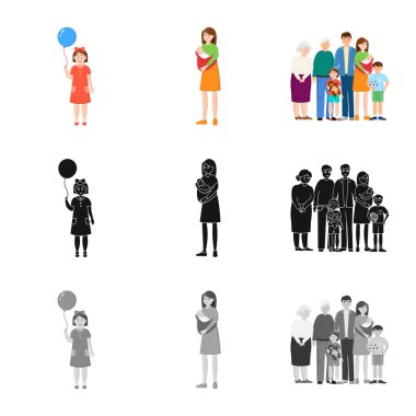 Karakter ve avatar işareti vektör tasarımı. Hisse senedi için karakter ve portre vektör simge topluluğu.