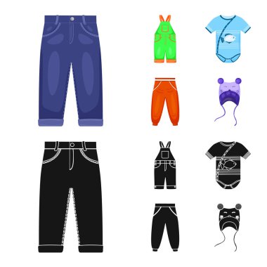 Moda ve giysi sembolü yalıtılmış nesne. Moda ve pamuk stok vektör çizim topluluğu.