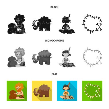 Evrim ve tarih öncesi işareti yalıtılmış nesne. Evrim ve geliştirme hisse senedi vektör çizim seti.