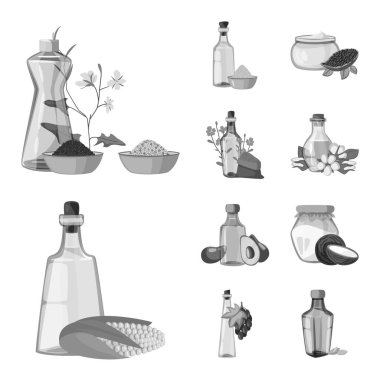 Beslenme ve organik simge yalıtılmış nesne. Beslenme ve cam hisse senedi vektör çizim topluluğu.