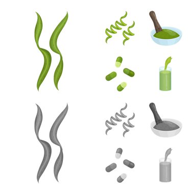 Protein ve deniz logo vektör Illustration. Protein ve hisse senedi için doğal vektör simge kümesi.