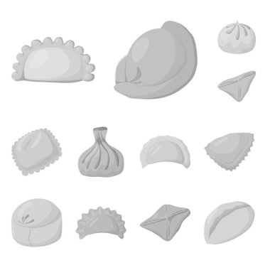 Köfte ve doldurulmuş simge vektör tasarımı. Köfte ve yemek vektör simgesini hissenin koleksiyonu.