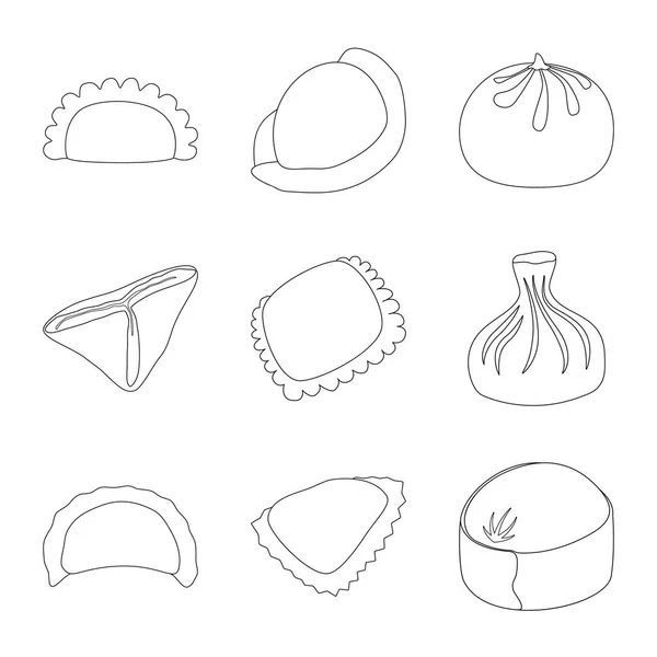 Isolierte Objekt der Nahrung und Geschirr Zeichen. Set von Lebensmitteln und Kochutensilien für das Web. — Stockvektor