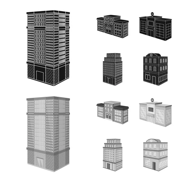 Εικονογράφηση φορέα κατασκευής και κτίριο σύμβολο. Συλλογή των κατασκευών και ακινήτων σύμβολο μετοχής για το web. — Διανυσματικό Αρχείο
