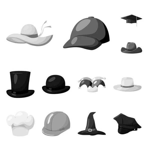 Diseño vectorial de sombrero y signo de casco. Colección de sombrero y la profesión símbolo de stock para la web . — Archivo Imágenes Vectoriales