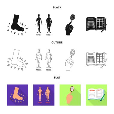Diyet ve tedavi işareti vektör Illustration. Hisse senedi için diyet ve tıp vektör simge topluluğu.