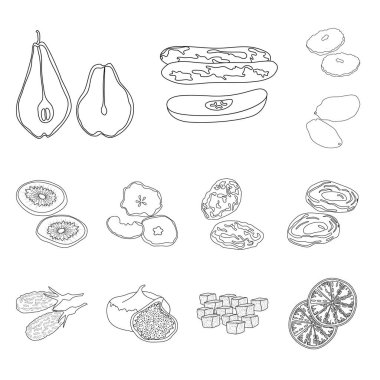 Gıda ve ham işareti vektör çizimi. Gıda ve doğa hisse senedi vektör çizim seti.