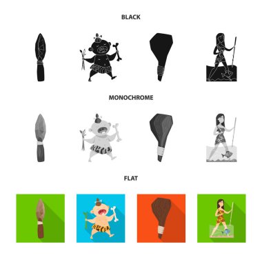 Evrim ve tarih öncesi simge vektör Illustration. Hisse senedi için evrim ve geliştirme vektör simge kümesi.