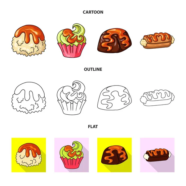Vektor-Design von Süßwaren und kulinarischen Symbolen. Sets von Süßwaren und Warenbestand Symbol für Web. — Stockvektor
