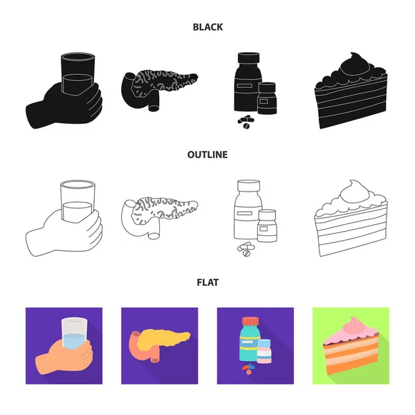 Design vettoriale dell'icona della dieta e del trattamento. Raccolta di dieta e medicina stock illustrazione vettoriale . — Vettoriale Stock