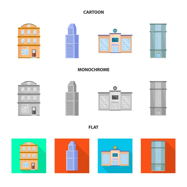 Isoliertes Objekt des kommunalen und zentralen Symbols. Set von kommunalen und nachlassbezogenen Vektor-Illustrationen. — Stockvektor