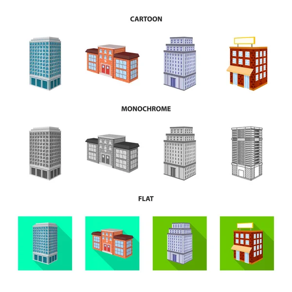 Oggetto isolato di costruzione e simbolo dell'edificio. Raccolta di illustrazione vettoriale costruzione e patrimonio immobiliare . — Vettoriale Stock