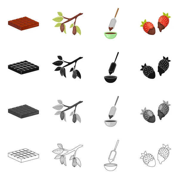 Diseño vectorial de comida y delicioso signo. Conjunto de alimentos y vector marrón icono para stock . — Vector de stock