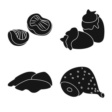 Restoran ve tarım sembolü vektör Illustration. Web için restoran ve ham stok sembolü koleksiyonu.