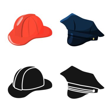 Giyim ve kap simge vektör tasarımı. Giyim ve bere hisse senedi vektör çizim koleksiyonu.