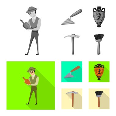 Hikaye ve öğeler logo vektör Illustration. Hikaye ve öznitelikleri koleksiyonu stok web simgesi.