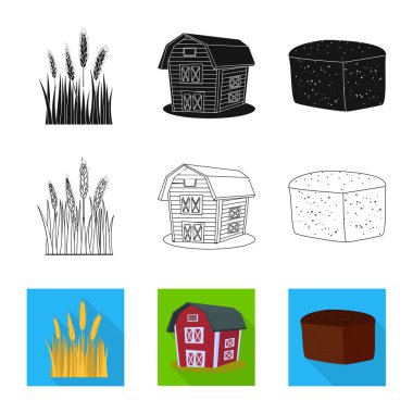 Tarım ve tarım simge vektör tasarımı. Hisse senedi için Tarım ve bitki vektör simge kümesi.