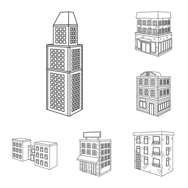 Ilustração vetorial do símbolo de casa e apartamento. Conjunto de ilustração de vetor de estoque doméstico e moderno . —  Vetores de Stock