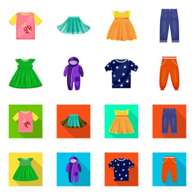 Moda ve giysi simgesi yalıtılmış nesne. Moda ve pamuk stok vektör çizim topluluğu.