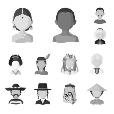 Vektör Illustration kişi ve kültür simgesi. Web için kişi ve yarış stok sembolü koleksiyonu.