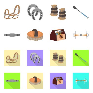 Ekipman ve Binicilik simge vektör tasarımı. Hisse senedi için ekipman ve rekabet vektör simge topluluğu.