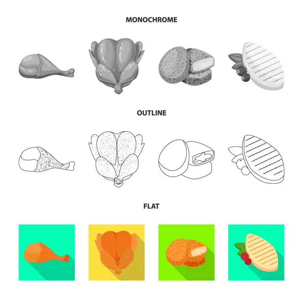 Objeto aislado del signo de producto y aves de corral. Colección de productos y productos agrícolas símbolo de stock para web . — Archivo Imágenes Vectoriales