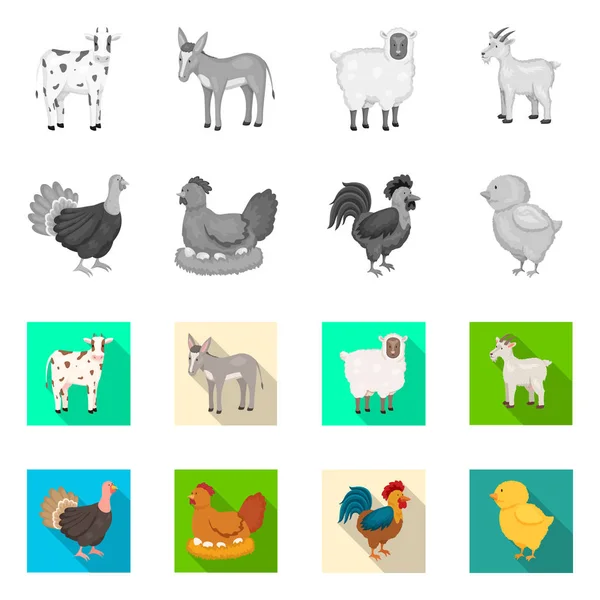 Conception vectorielle de l "élevage et icône de la cuisine. Collection d'icônes vectorielles biologiques et reproductrices pour le stock . — Image vectorielle