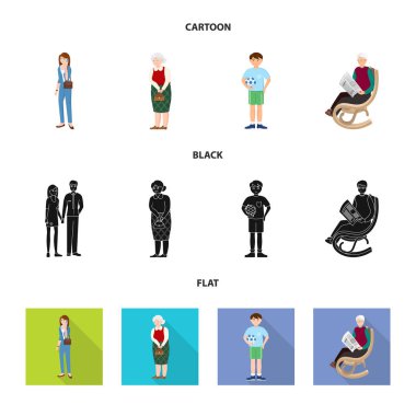 İzole işareti karakteri ve avatar nesne. Web için karakter ve portre hisse senedi simgesi kümesi.