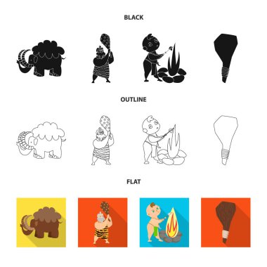 Evrim ve tarih öncesi sembolü yalıtılmış nesne. Evrim ve geliştirme hisse senedi vektör çizim topluluğu.