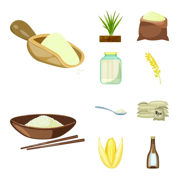 Изолированный объект питания и органический логотип. Набор векторных иллюстраций для пищевых продуктов и сельского хозяйства . — стоковый вектор
