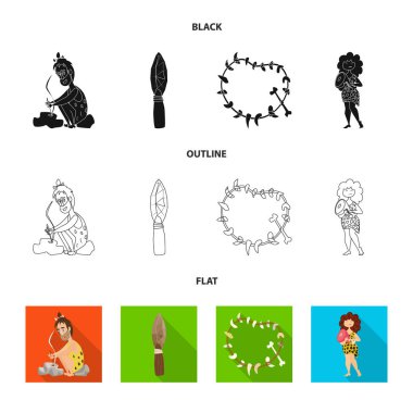 Evrim ve tarih öncesi işareti yalıtılmış nesne. Hisse senedi için evrim ve geliştirme vektör simge kümesi.