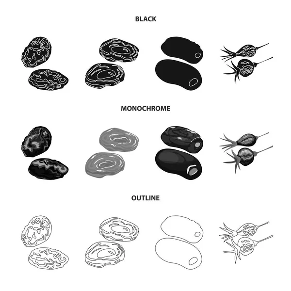 Vektorillustration von Lebensmitteln und rohem Logo. Sammlung von Nahrungsmitteln und Naturvektorsymbolen für Aktien. — Stockvektor