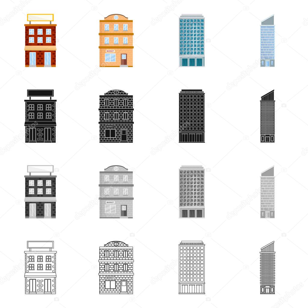 Vector design of municipal and center icon. Set of municipal and estate   vector icon for stock.