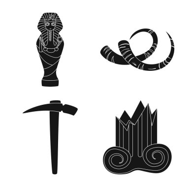 Müze ve nitelikleri logosu izole nesne. Stok için müze ve tarihsel vektör simgesi koleksiyonu.