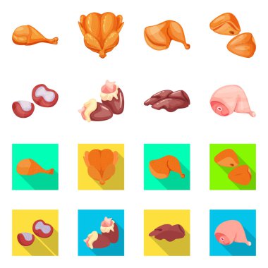 Ürün ve kümes hayvanları işareti vektör Illustration. Hisse senedi için ürün ve tarım vektör simge kümesi.