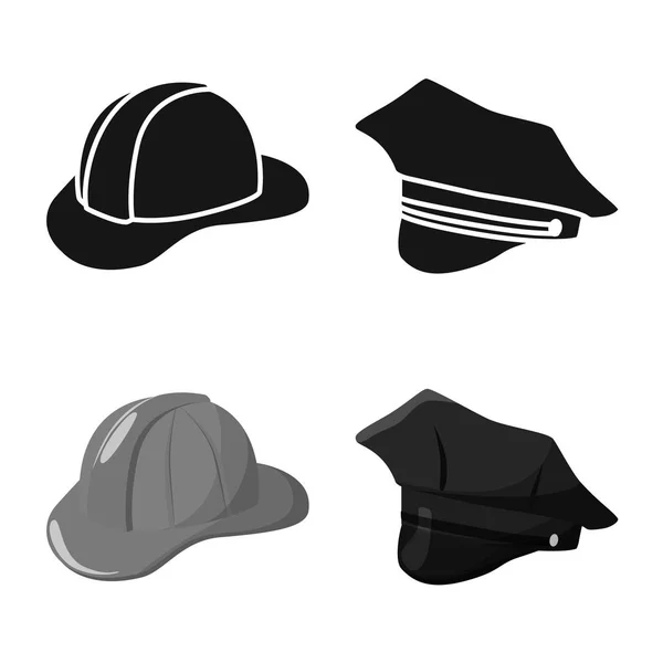 Objet isolé de vêtements et chapeau symbole. Collection d'illustrations vectorielles de vêtements et de bérets . — Image vectorielle