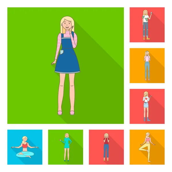 Vektorillustration av kvinna och kroppen logotyp. Samling av kvinna och stil aktiesymbol för webben. — Stock vektor
