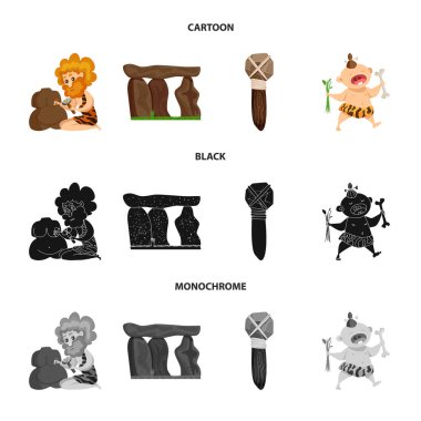 Evrim ve tarih öncesi simge vektör Illustration. Web için evrim ve geliştirme hisse senedi simgesi kümesi.