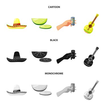 Kafe ve Latin simge vektör çizimi. Kafe ve ulusal hisse senedi vektör çizim.