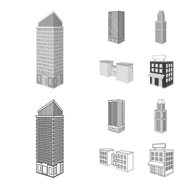 Projeto vetorial de construção e ícone do edifício. Coleção de construção e símbolo de estoque de propriedade de web . —  Vetores de Stock