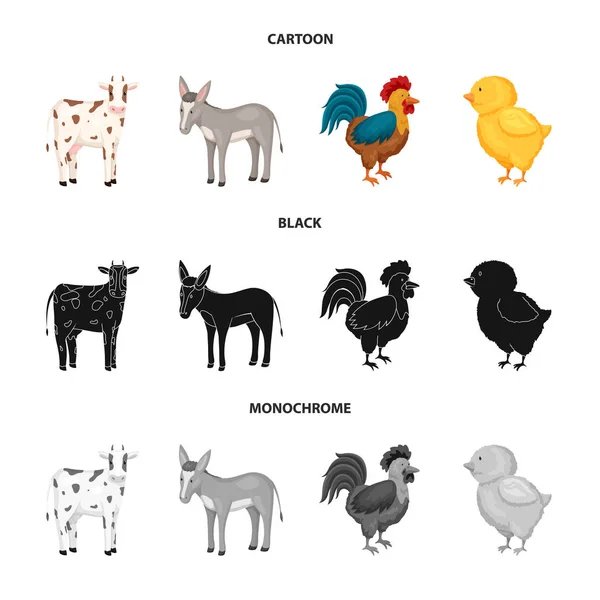 Vectorillustratie van fok- en keuken-symbool. Collectie van het fokken en organische voorraad vectorillustratie. — Stockvector