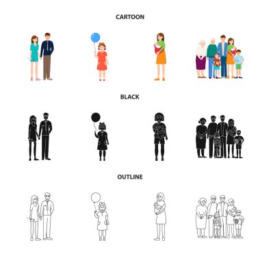 Vektör Illustration karakter ve avatar sembolü. Karakter ve portre hisse senedi vektör çizim seti.
