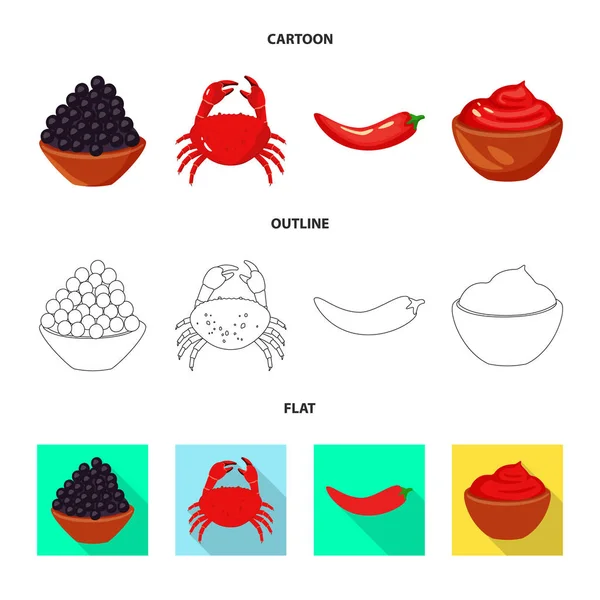 Diseño vectorial de sabor y logotipo del producto. Set de sabores y caldo de cocina símbolo para web . — Archivo Imágenes Vectoriales