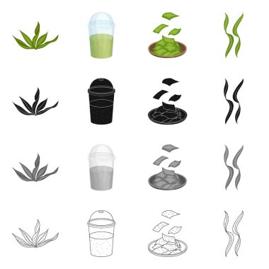 Protein ve deniz simge vektör tasarımı. Protein ve hisse senedi için doğal vektör simge kümesi.