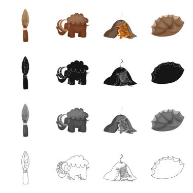 Evrim ve tarih öncesi simge vektör Illustration. Web için evrim ve geliştirme hisse senedi simgesi kümesi.